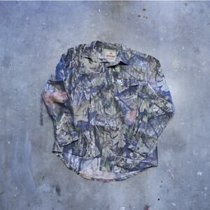 Mossy Oak Button Down Lightweight Double Front Pockets Mens Size Large
